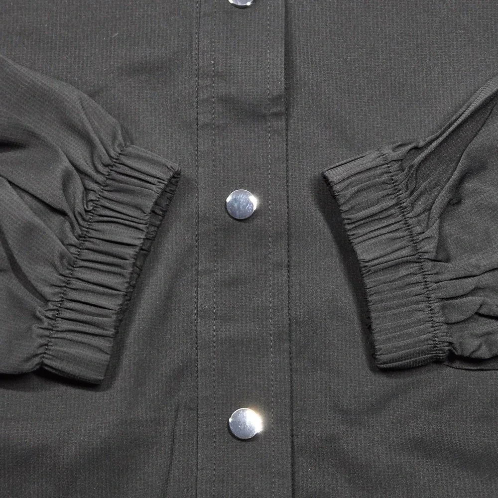 Girlfriend Collective Raquel Snap Front‎ Cropped Jacket Black Large 2022-JB-LG